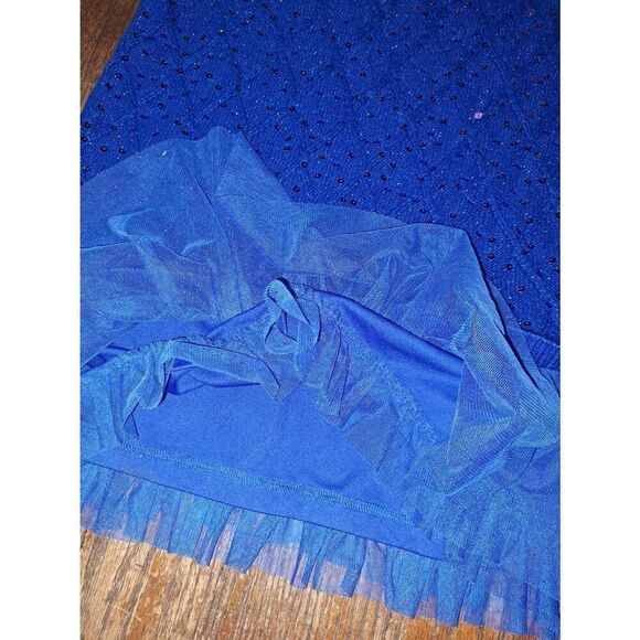 Sz 18 Justice Short Sleeve Blue Knit Sequin Sweater Tutu Dress Tulle Lined Skirt - Picture 5 of 6
